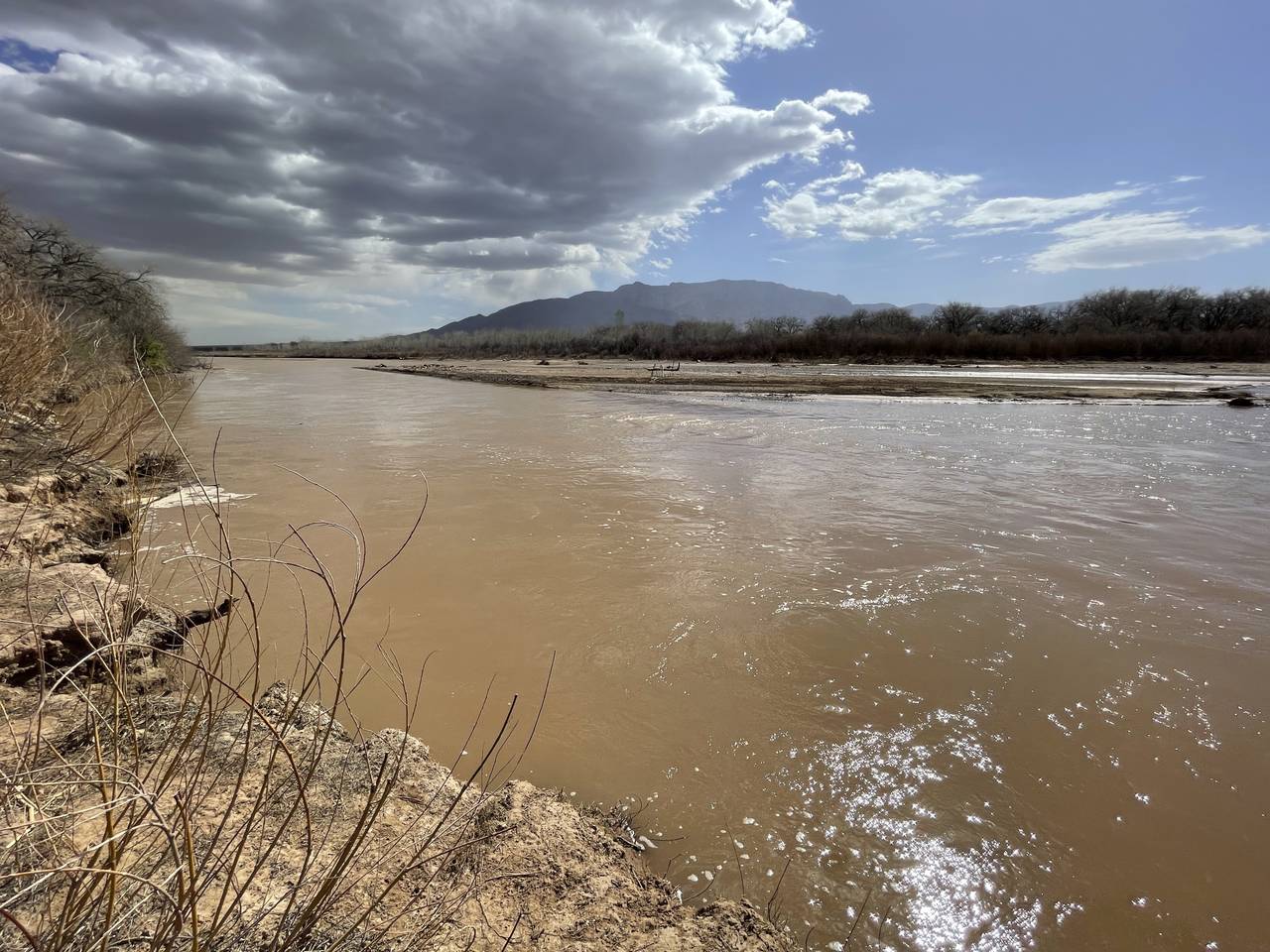 This April 10, 2022 image shows the Rio Grande flowing just north of Albuquerque, N.M. State and re...