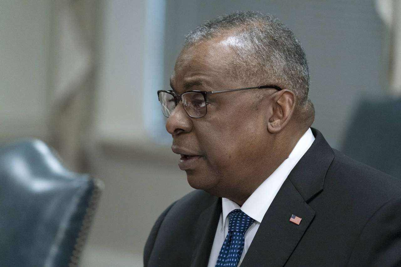 Secretary of Defense Lloyd Austin speaks during a meeting with Philippines Secretary of National De...