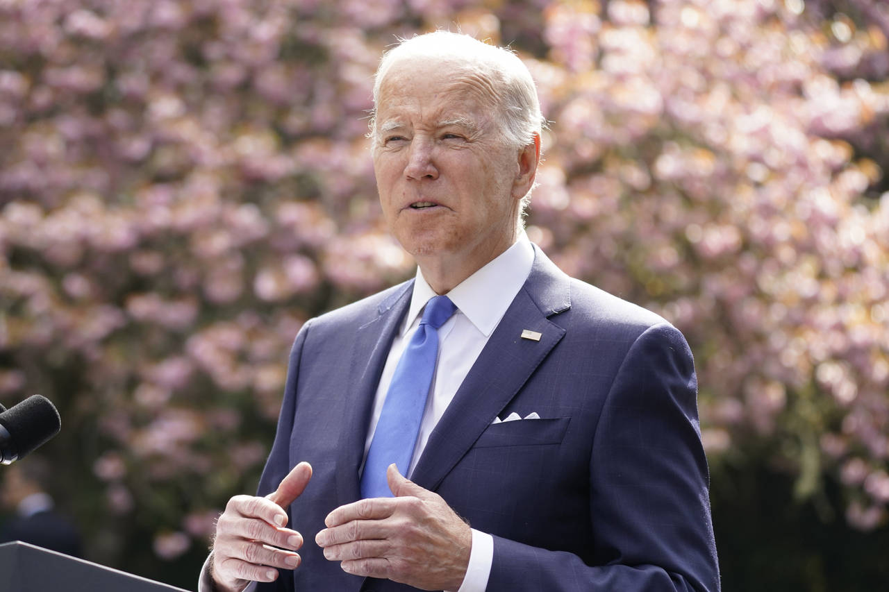 President Joe Biden speaks at Seward Park on Earth Day, Friday, April 22, 2022, in Seattle. (AP Pho...