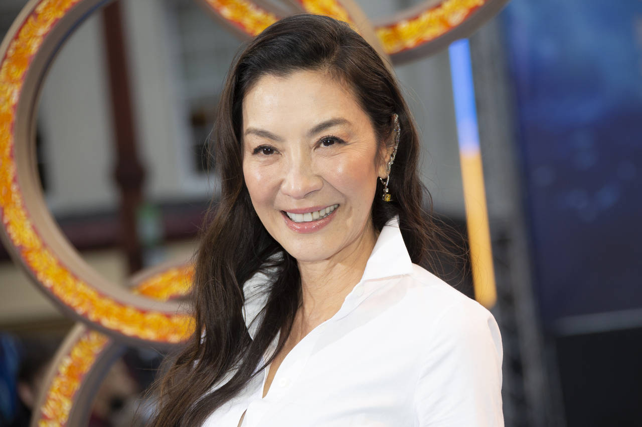 FILE - Michelle Yeoh appears at the premiere of "Shang-Chi and the Legend of the Ten Rings," in Wes...