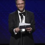 FILE - Seth Rogen speaks at the 33rd American Cinematheque Award honoring Charlize Theron at the Beverly Hilton Hotel on Friday, Nov. 8, 2019, in Beverly Hills, Calif. Rogen turns 40 on April 15. (Photo by Chris Pizzello/Invision/AP, File)