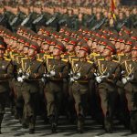 
              This photo provided by the North Korean government, shows a military parade to mark the 90th anniversary of North Korea's army at the Kim Il Sung Square in Pyongyang, North Korea Monday, April 25, 2022. Independent journalists were not given access to cover the event depicted in this image distributed by the North Korean government. The content of this image is as provided and cannot be independently verified. Korean language watermark on image as provided by source reads: "KCNA" which is the abbreviation for Korean Central News Agency. (Korean Central News Agency/Korea News Service via AP)
            