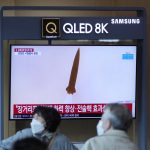 
              A TV screen shows a news program reporting about a test-firing of a newly developed tactical guided weapon, at a train station in Seoul, South Korea, Sunday, April 17, 2022. North Korea said Sunday it has successfully test-fired a newly developed tactical guided weapon, the latest in a spate of launches that came just after the country passed its biggest state anniversary without an expected military parade, which it typically uses to unveil provocative weapons systems. (AP Photo/Lee Jin-man)
            