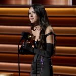
              Olivia Rodrigo accepts the award for best new artist at the 64th Annual Grammy Awards on Sunday, April 3, 2022, in Las Vegas. (AP Photo/Chris Pizzello)
            