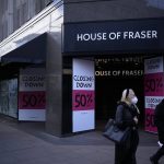 
              People walk past the closed down House of Fraser department store on Oxford Street, in London, Friday, April 1, 2022. Energy costs for millions of households in the UK are set to rise by 54% on Friday. It is the second big jump in energy bills since October, and a third may be ahead as rebounding demand from the COVID-19 pandemic and now Russia's war in Ukraine push prices for oil and natural gas higher. (AP Photo/Matt Dunham)
            