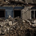 
              A destroyed house is seen in Malaya Rohan, a village retaken by Ukrainian forces on the outskirts of Kharkiv, Ukraine, Sunday, May 8, 2022. (AP Photo/Felipe Dana)
            