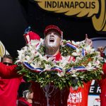 
              Marcus Ericsson, of Sweden, celebrates after winning the Indianapolis 500 auto race at Indianapolis Motor Speedway in Indianapolis, Sunday, May 29, 2022. (AP Photo/Michael Conroy)
            