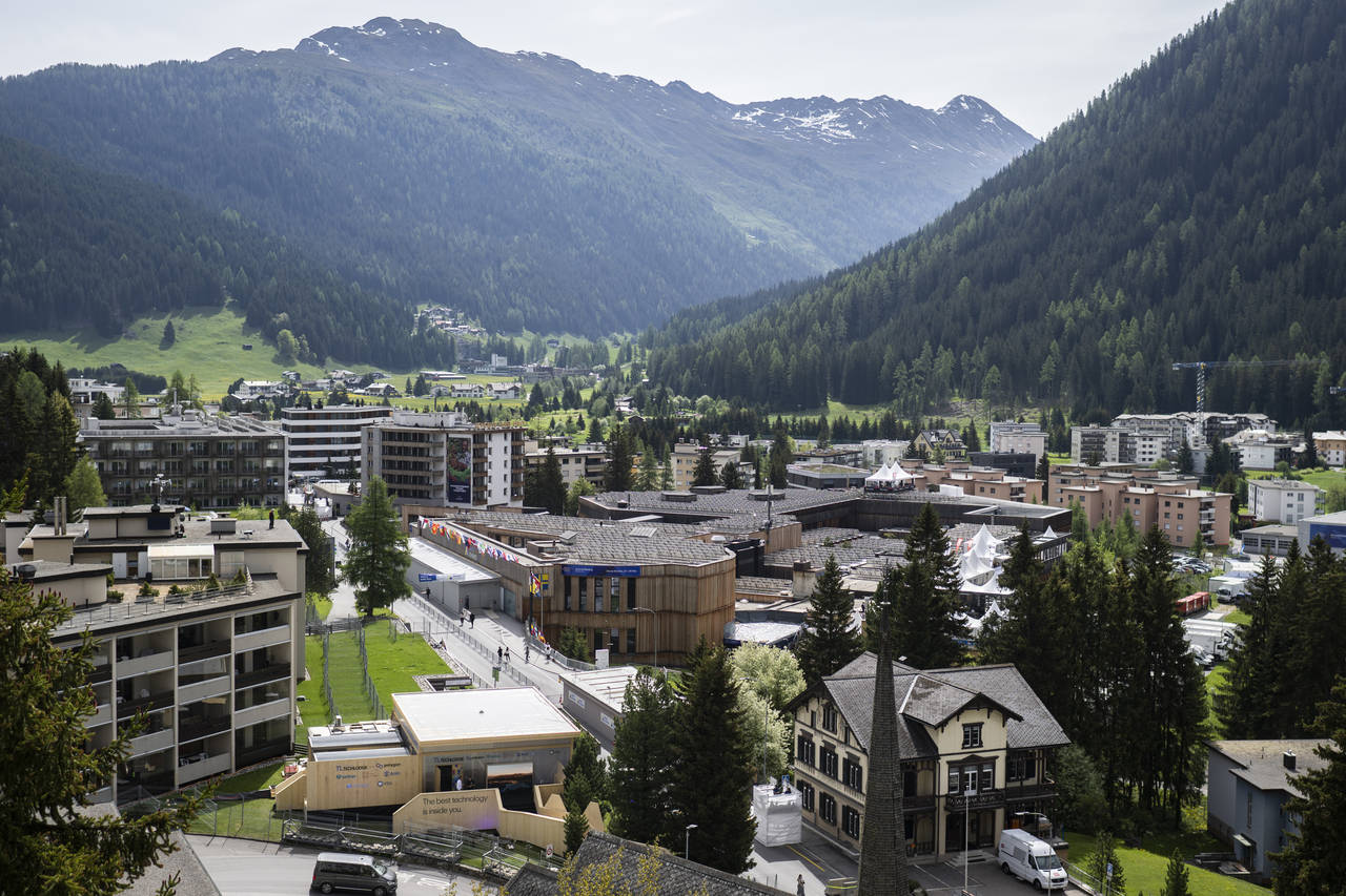A view of Davos and its congress center prior to the annual meeting of the World Economic Forum, Sw...