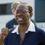 
              FILE - Nina Turner speaking with supporters near the Cuyahoga County Board of Elections before casting her vote in Cleveland, July 7, 2021.  (AP Photo/Phil Long, File)
            