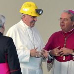 
              FILE - Pope Francis is flanked by Arrigo Miglio, emeritus archbishop of Cagliari, during his one day visit to the island of Sardinia, in Cagliari, Italy, Sunday, Sept. 22, 2013. Pope Francis said Sunday, May 29, 2022 he has tapped 21 churchmen to become cardinals, most of them from continents other than Europe, which has dominated Catholic hierarchy for most of the church's history. (AP Photo/File)
            