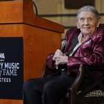 
              Jerry Lee Lewis speaks at the Country Music Hall of Fame after it was announced he will be inducted as a member Tuesday, May 17, 2022, in Nashville, Tenn. (AP Photo/Mark Humphrey)
            