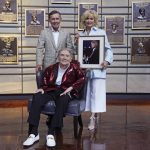 
              Music executive Joe Galante, left; singer Jerry Lee Lewis, center; and Lorrie Morgan, right, widow of country singer Keith Whitley; pose in the Country Music Hall of Fame Tuesday, May 17, 2022, in Nashville, Tenn. Galante, Lewis, and Whitley were announced Tuesday as the newest inductees. (AP Photo/Mark Humphrey)
            