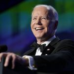 
              President Joe Biden speaks at the annual White House Correspondents' Association dinner, Saturday, April 30, 2022, in Washington. (AP Photo/Patrick Semansky)
            