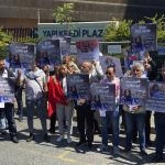 
              Dozens of pro-Palestinian demonstrators gathered near the Israeli Consulate in Istanbul, Turkey, Thursday, May 12, 2022 to denounce the death of Al Jazeera journalist Shireen Abu Akleh. Akleh, a Palestinian-American reporter who covered the Mideast conflict for more than 25 years, was shot dead Wednesday during an Israeli military raid in the West Bank town of Jenin. Journalists who were with her, including one who was shot and wounded, said Israeli forces fired upon them even though they were clearly identifiable as reporters. (AP Photo/Mehmet Guzel)
            