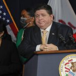 
              Illinois Gov. J.B. Pritzker leaves the podium after talking about the reported draft opinion that suggests the U.S. Supreme Court could be poised to overturn the landmark 1973 Roe v. Wade abortion decision at the Thompson Center in Chicago on Tuesday, May 3, 2022. (Jose M. Osorio/Chicago Tribune via AP)
            