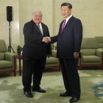 
              FILE - Samoa Prime Minister Tuilaepa Lupesoliai Sailele Malielegaoi, left, shakes hands with Chinese President Xi Jinping at the Great Hall Of The People Tuesday, Sept. 18, 2018, in Beijing. China wants 10 small Pacific nations to endorse a sweeping agreement covering everything from security to fisheries in what one leader warns is a “game-changing” bid by Beijing to wrest control of the region. (Lintao Zhang/Pool Photo via AP, File)
            