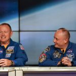 
              NASA astronauts Butch Wilmore, left, and Mike Fincke answer questions during a news conference at the Kennedy Space Center in Cape Canaveral, Fla., Wednesday, May 18, 2022. (AP Photo/John Raoux)
            