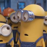 
              This image released by Universal Pictures shows characters, foreground from left, Bob, Kevin and Stuart in a scene from "Minions: The Rise of Gru." (Illumination Entertainment/Universal Pictures via AP)
            
