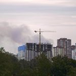 
              Smoke rises after Russian missile strikes in Kyiv, Ukraine, Sunday, June 5, 2022. (AP Photo/Natacha Pisarenko)
            