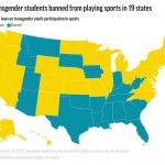 
              Graphic shows state laws on transgender youth participation in sports; 3c x 3 1/4 inches
            