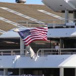 The superyacht Amadea is moored in Honolulu on Thursday, June 16, 2022. A Russian-owned superyacht seized by the United States arrived in Honolulu Harbor flying a U.S. flag after the U.S. last week won a legal battle in Fiji to take the $325 million vessel. (AP Photo/Audrey McAvoy)