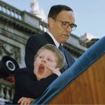 
              FILE - Andrew Giuliani, left, yawns as his father, New York Mayor Rudolph Giuliani addresses the crowd after being sworn-in as the 107th Mayor of New York, Jan. 2, 1994. One place the former New York City mayor is in high demand these days is on the campaign of his son, Andrew Giuliani, who on Tuesday is hoping to become the Republican nominee for governor of New York. (AP Photo/Mike Albans, File)
            