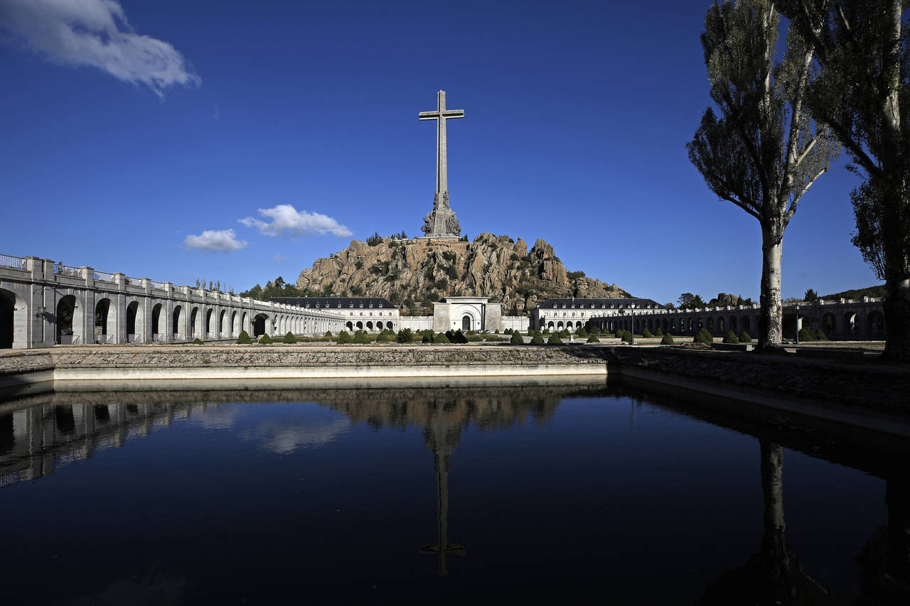 FILE - The Valley of the Fallen mausoleum, near El Escorial, outskirts of Madrid, Spain, on Oct. 13...
