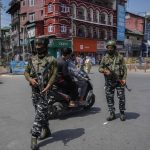 
              Indian paramilitary soldiers patrol in Srinagar, Indian controlled Kashmir, Thursday, June 2, 2022. Assailants fatally shot a Hindu bank manager in Indian-controlled Kashmir on Thursday, said police, who blamed militants fighting against Indian rule for the attack. (AP Photo/Mukhtar Khan)
            