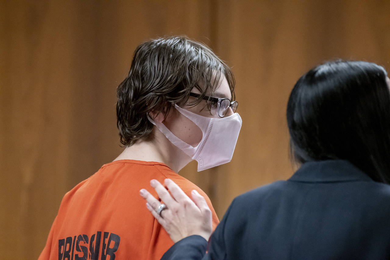 Ethan Crumbley attends a hearing at Oakland County circuit court in Pontiac, Mich., on Feb. 22, 202...