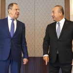 
              In this photo released by the Russian Foreign Ministry Press Service, Russia's Foreign Minister Sergey Lavrov, left, and his Turkish counterpart Mevlut Cavusoglu speak during their meeting in Ankara, Turkey, Wednesday, June 8, 2022. (Russian Foreign Ministry Press Service via AP)
            