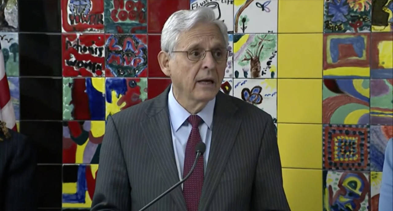 Attorney General Merrick Garland holds a news conference on Wednesday, June 15, 2022 in Buffalo, N....