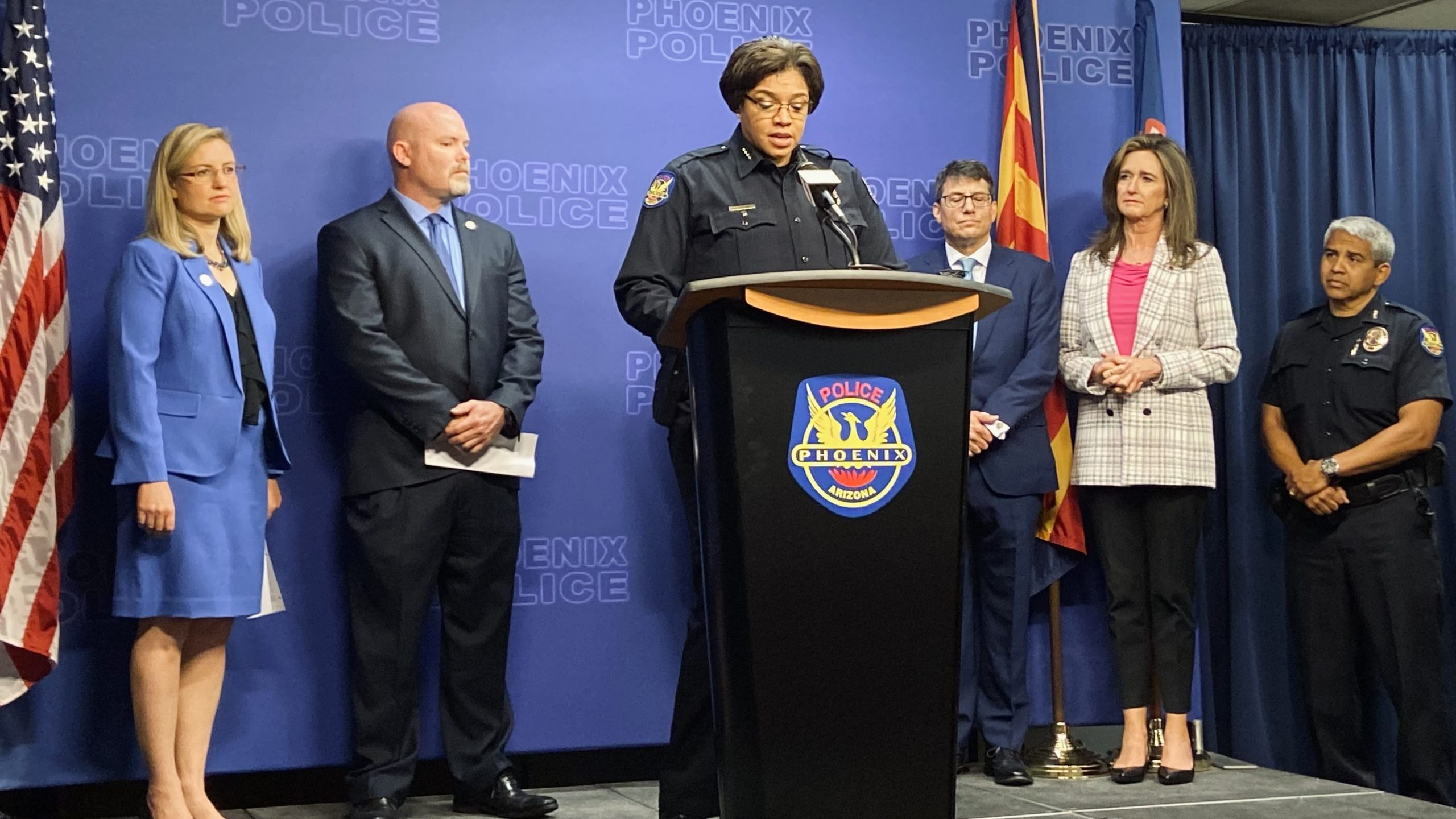 Phoenix Police Chief Jeri Williams discusses the details of Operation Gun Crime Crackdown. (KTAR Ne...
