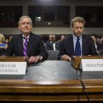 
              FILE - Senate Majority Leader Mitch McConnell, of Ky., left, and Sen. Rand Paul, R-Ky. appear on Capitol Hill in Washington, on Jan. 11, 2017.  Paul on Monday, July 18, 2022, accused McConnell of cutting “a secret deal with the White House that fell apart,” blaming a lack of communication by his fellow Kentuckian for the failure of a federal judicial nomination. (AP Photo/Zach Gibson, File)
            