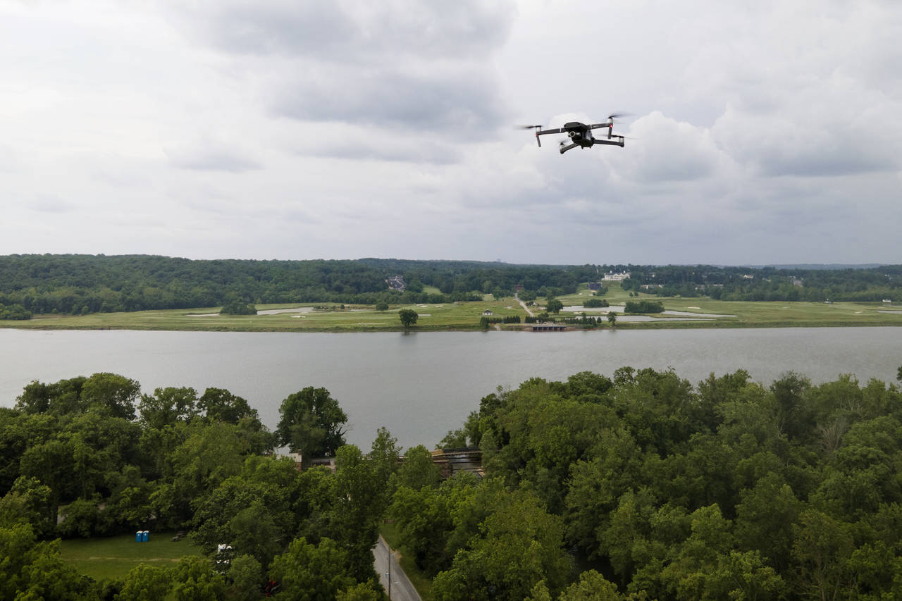 CORRECTS LAST NAME TO LIVELY FROM LIZELY - A drone operated by Martin Lively, Grand Riverkeeper wit...