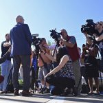 Ken Abbarno, an attorney for the family of Jayland Walker, speaks to the media outside the Summit County Public Health office after a preliminary autopsy report in the police shooting of Walker was released, Friday, July 15, 2022, in Akron, Ohio. (AP Photo/David Dermer)