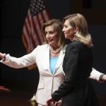 
              House Speaker Nancy Pelosi of Calif., stands with Olena Zelenska, the first lady of Ukraine, as she arrives to address members of Congress on Capitol Hill in Washington, Wednesday, July 20, 2022. (Michael Reynolds/Pool Photo via AP)
            