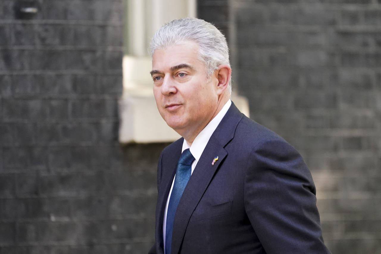 FILE - Britain's Northern Ireland Secretary Brandon Lewis arrives at 10 Downing Street, to attend a...