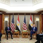 
              President Joe Biden meets with Egyptian President Abdel Fattah al-Sisi, Saturday, July 16, 2022, in Jeddah, Saudi Arabia. (AP Photo/Evan Vucci)
            