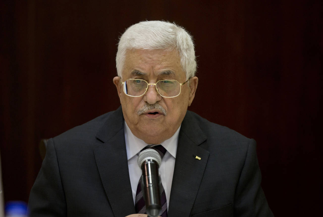 FILE - Palestinian President Mahmoud Abbas chairs the Palestine Liberation Organization (PLO) Execu...