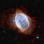
              This image released by NASA on Tuesday, July 12, 2022, shows the bright star at the center of NGC 3132, the Southern Ring Nebula, for the first time in near-infrared light. (NASA, ESA, CSA, STScI via AP)
            