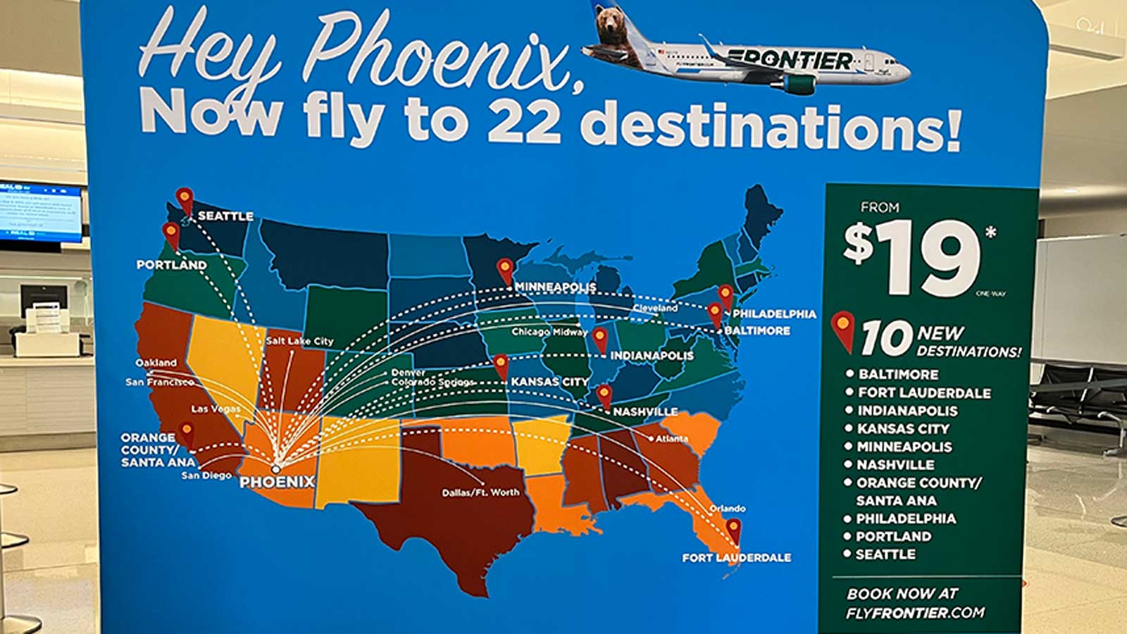 Frontier Airlines adding 10 direct destinations out of Phoenix Sky Harbor