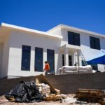 Kenneth Skinner’s house sits on a hillside in north Phoenix on July 1, 2022. The home is constructed with expanded polystyrene foam and Sabscrete, a concrete mix developed by Strata International Group. (Photo by Troy Hill/Cronkite News)