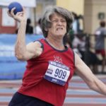 
              Jane Kaiser of Michigan, competes in the shot put during the National Senior Games, Monday, May 16, 2022, in Miramar, Fla. (AP Photo/Marta Lavandier)
            