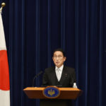 
              Japanese Prime Minister Fumio Kishida speaks during a press conference at the prime minister's official residence, Wednesday, Aug. 10, 2022, in Tokyo. Kishida reshuffled his Cabinet on Wednesday in an apparent bid to distance his administration from the conservative Unification Church over its ties to the assassinated leader Shinzo Abe and senior ruling party members. (Rodrigo Reyes Marin/Pool Photo via AP)
            