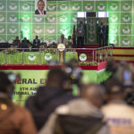 
              Journalists cover a press conference by the head of Independent Electoral and Boundaries Commission Wafula Chebukati in Nairobi, Kenya, Thursday, Aug. 11, 2022. Kenyans are waiting for the results of a close presidential election in which the turnout was lower than usual. (AP Photo/Mosa'ab Elshamy)
            