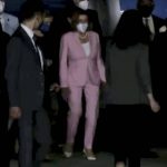 
              In this image taken from video, U.S. House Speaker Nancy Pelosi arrives in Taipei, Taiwan, Tuesday, Aug. 2, 2022. Pelosi arrived in Taiwan on Tuesday night despite threats from Beijing of serious consequences, becoming the highest-ranking American official to visit the self-ruled island claimed by China in 25 years. (Taiwan Ministry of Foreign Affairs via AP)
            