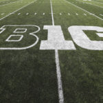 
              FILE - The Big Ten logo is displayed on the field before an NCAA college football game between Iowa and Miami of Ohio in Iowa City, Iowa., on Aug. 31, 2019. The Big Ten announced Thursday, Aug. 18, 2022, that it has reached seven-year agreements with Fox, CBS and NBC to share the rights to the conference's football and basketball games. (AP Photo/Charlie Neibergall, File)
            