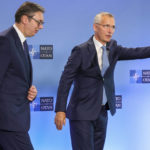
              NATO Secretary General Jens Stoltenberg, right, speaks with Serbian President Aleksandar Vucic prior to a meeting at NATO headquarters in Brussels, Wednesday, Aug. 17, 2022. (AP Photo/Olivier Matthys)
            