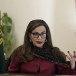 
              Pakistani Minister of Climate Change Sherry Rehman speaks during an interview with The Associated Press in Islamabad, Pakistan, Monday, Aug. 29, 2022. (AP Photo/Rahmat Gul)
            