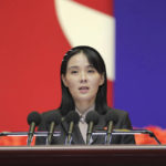 
              FILE - This photo provided on Aug. 14, 2022, by the North Korean government, Kim Yo Jong, sister of North Korean leader Kim Jong Un, delivers a speech during the national meeting against the coronavirus, in Pyongyang, North Korea, on Wednesday, Aug. 10, 2022. In a Friday, Aug. 19, 2022, commentary published by local media, Kim says her country will never accept South Korean President Yoon Suk Yeol’s “foolish” offer of economic benefits in exchange for denuclearization steps, accusing Seoul of recycling past proposals Pyongyang already rejected. (Korean Central News Agency/Korea News Service via AP)
            
